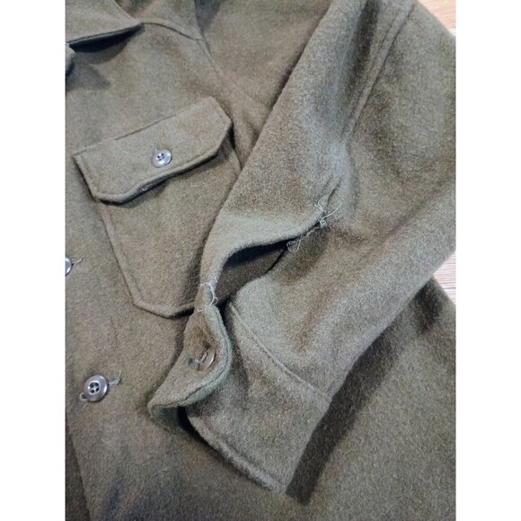 Vintage Military Shirt Mens Medium Olive OG-108 Cold Weather Field Wool Blend - Picture 5 of 7